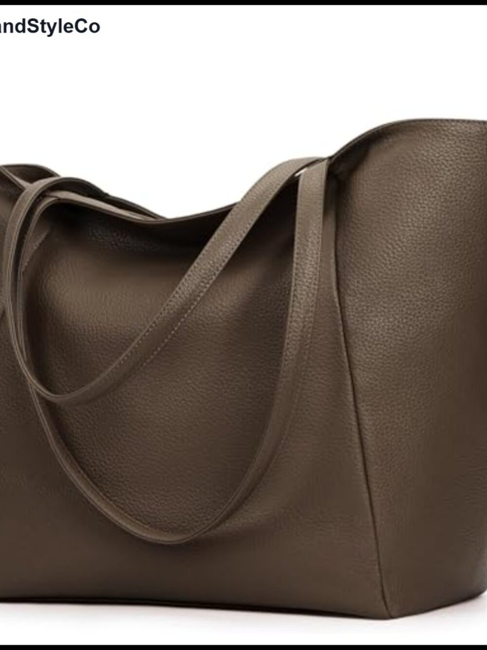 Vegan Leather Tote Bag Large Capacity Satchel Zipper Work Travel